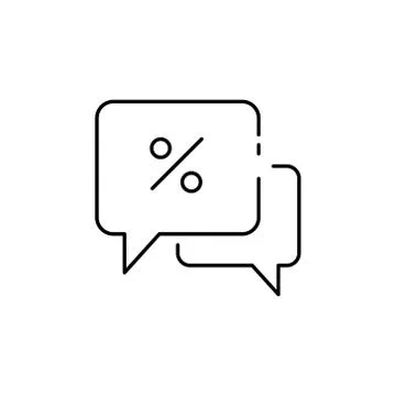 Speech bubble, dialog about sales line icon.	 Stock Illustration