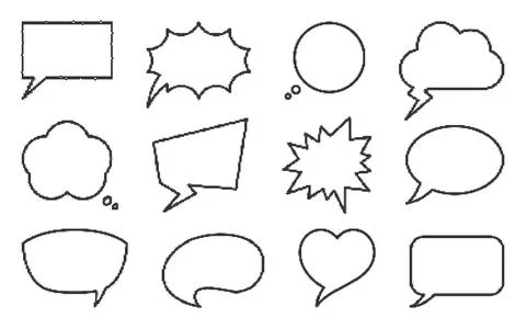 Speech bubble dialog pixel art chat black set Stock Illustration