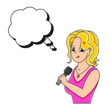 Speech bubble of different shape. With a cute cartoon character. Hand drawn.  Stock Illustration