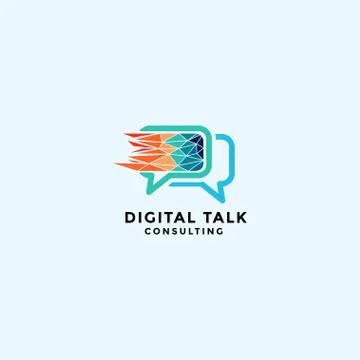 Speech bubble for digital talk consulting logo design vector Stock Illustration