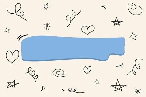 Speech bubble with doodle element on beige background. Web banner template .. Illustrazione stock