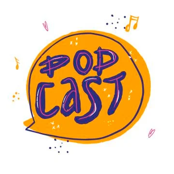Speech bubble doodle icon. Sound recording podcast hand drawn vector illustra Stock Illustration