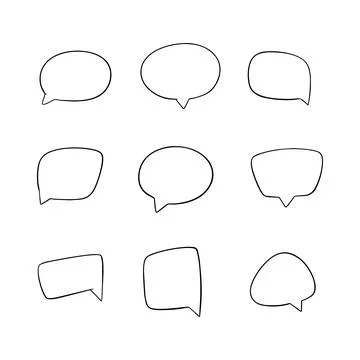 Speech bubble doodle line icon. Hand drawn outline. Concept isolated illust.. Stock Illustration