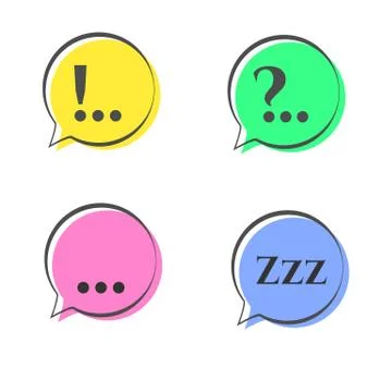 Speech bubble doodle stickers set with multiple colors - stock vector Stock Illustration