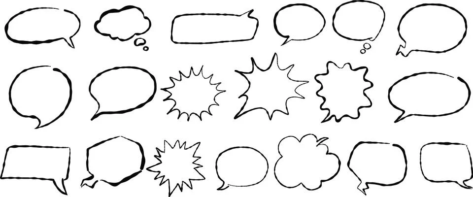 Speech Bubble Doodle Vector Collection Illustration
