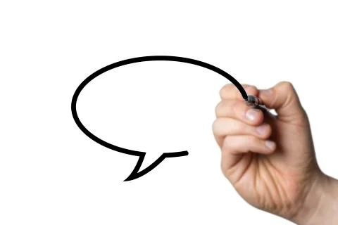 Speech bubble drawn by a hand Stock Photos