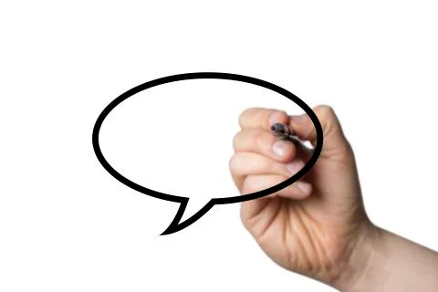 Speech bubble drawn by a hand Stock Photos