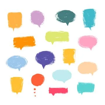 Speech bubble drawn by hand with rough brush. Vector set. Illustrazione stock