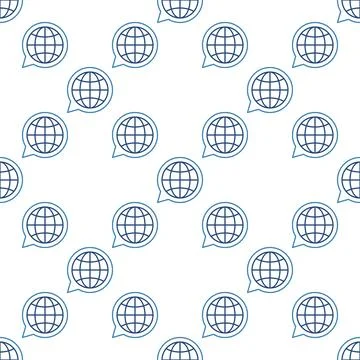 Speech Bubble with Earth Globe vector World outline seamless pattern イラスト素材