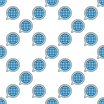 Speech Bubble with Earth Globe vector World blue seamless pattern イラスト素材