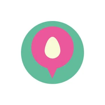 Speech bubble with easter egg painted block and flat style Stock Illustration