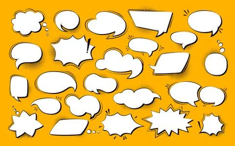 Speech bubble empty comic pop art retro set vector Stock Illustration