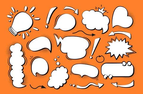 Speech bubble empty comic pop art retro set vector Stock Illustration