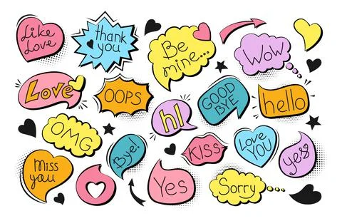 Speech bubble empty comic pop art retro set vector Stock Illustration