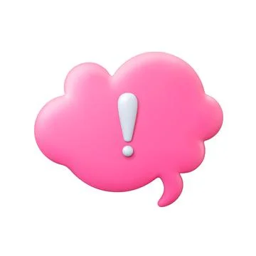 Speech bubble with exclamation mark, 3d vector icon. Thinking balloon, voice Stock Illustration