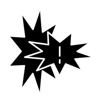 Speech bubble with exclamation mark solid icon. Hazard symbol vector 스톡 일러스트