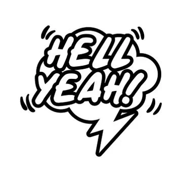 Speech bubble with expresion hell yeah word pop art line style Illustrazione stock