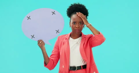 Speech bubble, fail and black woman face... | Stock Video | Pond5