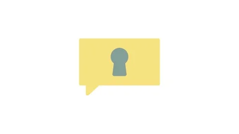 Speech bubble featuring a keyhole icon, symbolizing communication or access.. Video stock 333102444