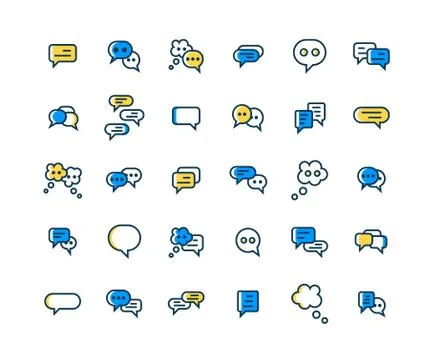 Speech Bubble filled outline icon set. Vector and Illustration. イラスト素材