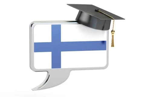Speech bubble with Finnish flag learning concept 3D rendering Stock Illustration