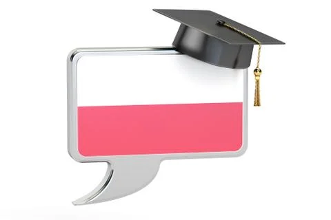 Speech bubble with flag of Poland learning concept 3D rendering Illustrazione stock