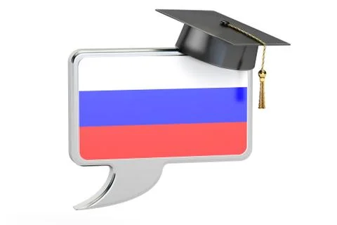 Speech bubble with flag of Russia learning concept 3D rendering Illustrazione stock