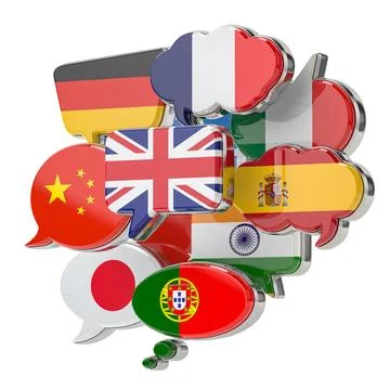 Speech bubble with flags. International communications, sociial network, tr.. イラスト素材