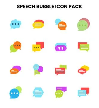 Speech Bubble Flat Collection Icons Pack Stock Illustration