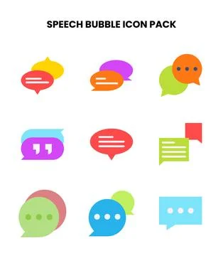 Speech Bubble Flat Collection Icons Pack Stock Illustration