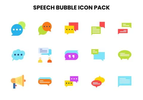 Speech Bubble Flat Collection Icons Pack Stock Illustration