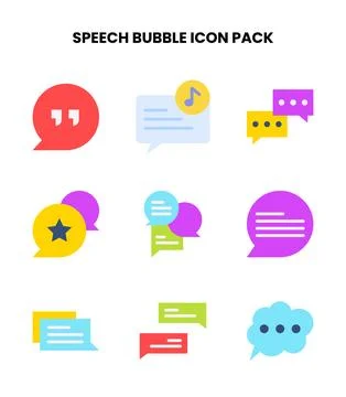 Speech Bubble Flat Design Icons Pack Stock Illustration