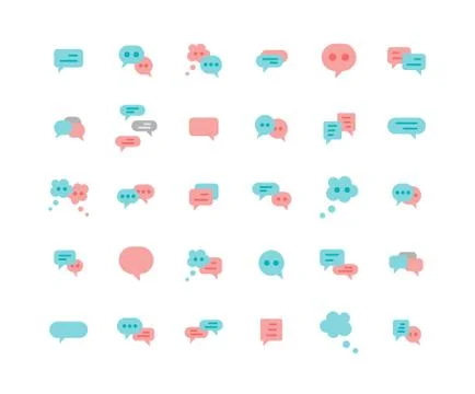 Speech Bubble flat icon set. Vector and Illustration. Illustrazione stock