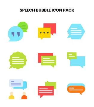 Speech Bubble Flat Scalable Icons Pack 스톡 일러스트