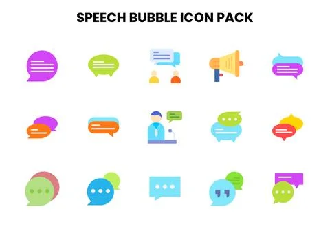 Speech Bubble Flat Scalable Icons Pack Stock Illustration