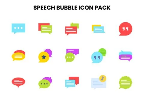 Speech Bubble Flat Set Icons Pack Stock Illustration