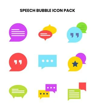Speech Bubble Flat SVG Icons Pack Stock Illustration