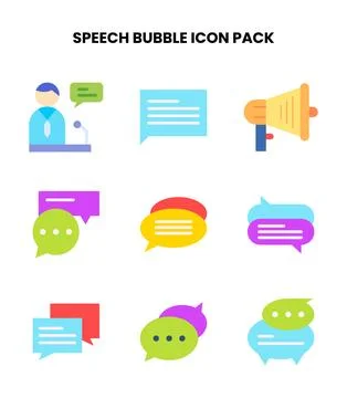 Speech Bubble Flat UI Icons Pack Stock Illustration