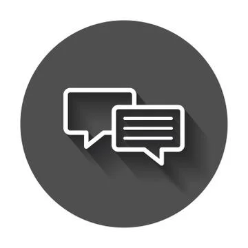 Speech bubble flat vector icon. Discussion dialog logo illustration. Business Stock Illustration