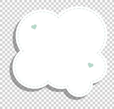 Speech bubble is floating in flat design with mint dashed border, hearts, Stock Illustration