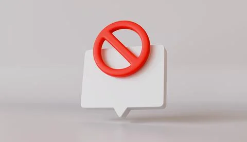 Speech Bubble Forbidden sign with red crossed circle icon Stock Illustration