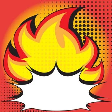 Speech bubble in form of fire or burning flame. Pop art cloud. Vector Stock-Illustration