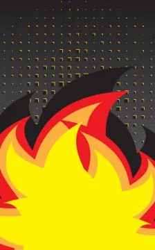 Speech bubble in form of fire or burning flame. Pop art cloud. Vector Stock-Illustration