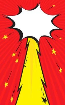 Speech bubble in form flying up star or meteor. Boom pop art cloud Stock Illustration