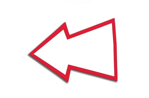 Speech bubble in the form of a red arrow isolated on a white background. Copy Foto stock