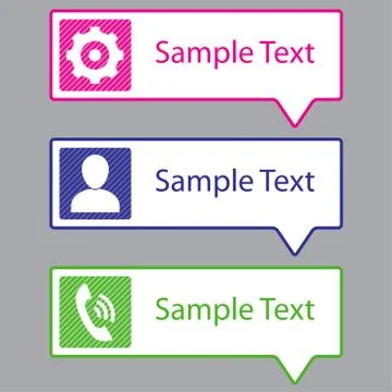 Speech bubble frames with icons. Colorful infographic design template with space Stock Illustration