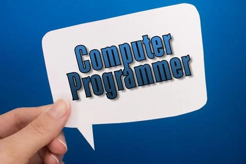 Speech bubble in front of colored background with Computer Programmer text. Stockfoto's