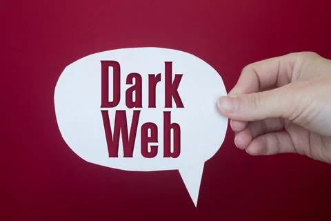Speech bubble in front of colored background with Dark Web text. Stock Photos