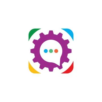 Speech bubble gear concept  icon vector Illustrazione stock