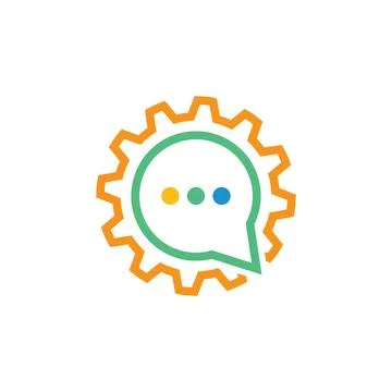 Speech bubble gear concept  icon vector Illustrazione stock